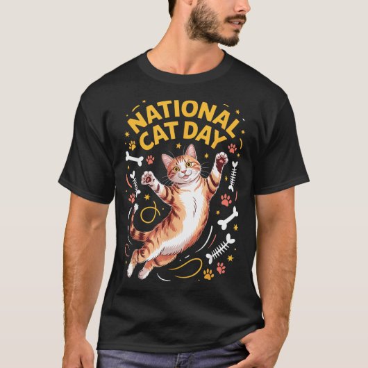 National Cat Day Cute Tabby Kitty Celebration Happ T-shirt (Voorkant)