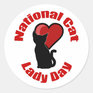 National Cat Lady Day Ronde Sticker