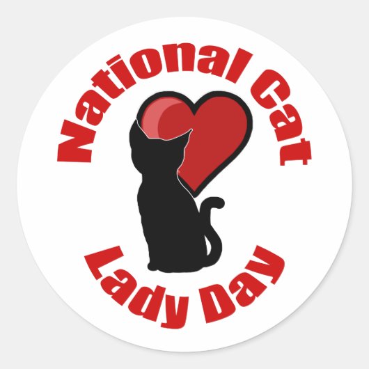 National Cat Lady Day Ronde Sticker (Voorkant)