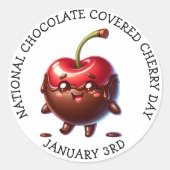 National Chocolate Covered Cherry 3 januari Ronde Sticker (Voorkant)