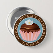 National Chocolate Cupcake Day, bloem Ronde Button 7,6 Cm (Voorkant /achterkant)