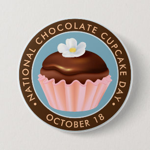 National Chocolate Cupcake Day, bloem Ronde Button 7,6 Cm