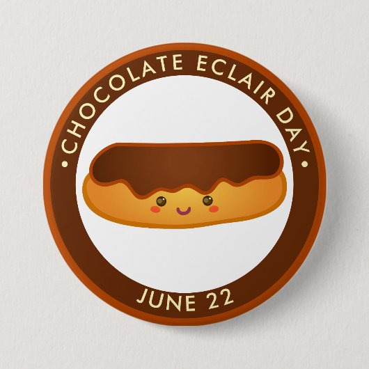 National Chocolate Eclair Day, kawaii eclair Ronde Button 7,6 Cm (Voorkant)