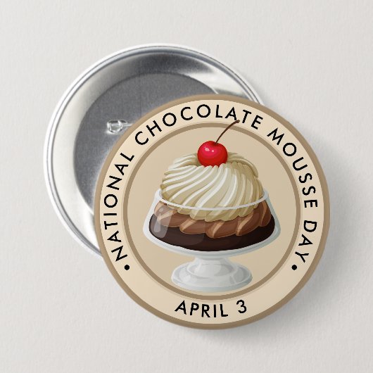 National Chocolate Mousse Day Ronde Button 7,6 Cm (Voorkant /achterkant)