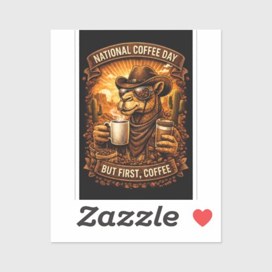 National Coffee Day Camel Art Sticker (Vel)