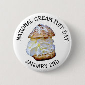 National Cream Puff Day 2 januari Button (Voorkant)