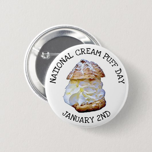 National Cream Puff Day 2 januari Button (Voorkant /achterkant)