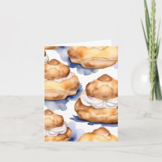 National Cream Puff Day E - 2 januari - Waterverf Feestdagen Kaart (Voorkant)
