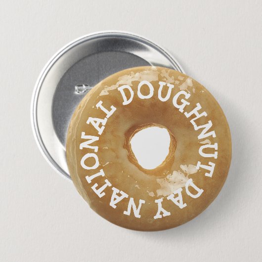 National Doughnut Day Glazed Donut Doughnut Button (Voorkant /achterkant)