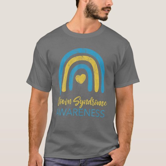 National Down Syndrome Awareness Month Retro Rainb T-shirt (Voorkant)