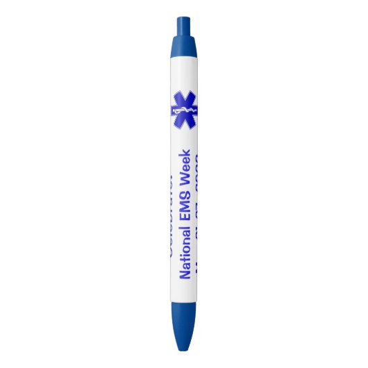 National EMS Week 2023 Black Ink Pen (Voorkant Verticaal)