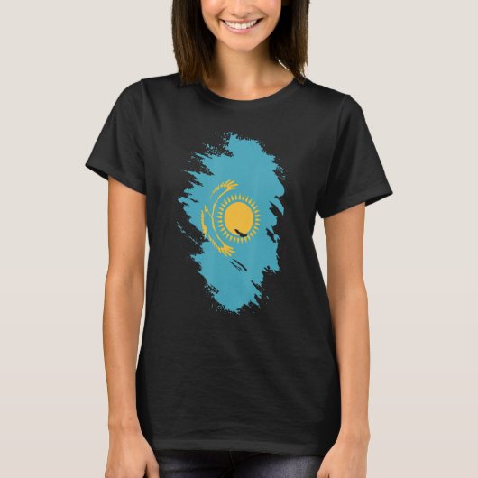 National Flag of Kazakhstan souvenir  for men wome T-shirt (Voorkant)