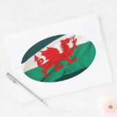 National Flag of Wales, The Red Dragon Patriotic Ovale Sticker (Envelop)