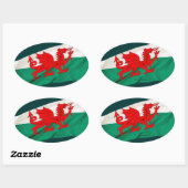 National Flag of Wales, The Red Dragon Patriotic Ovale Sticker (Vel)