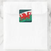 National Flag of Wales, The Red Dragon Patriotic Vierkante Sticker (Tas)