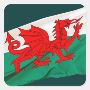 National Flag of Wales, The Red Dragon Patriotic Vierkante Sticker