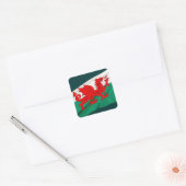 National Flag of Wales, The Red Dragon Patriotic Vierkante Sticker (Envelop)