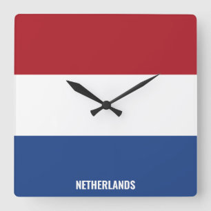 National Flag Patriotic Nederland Vierkante Klok
