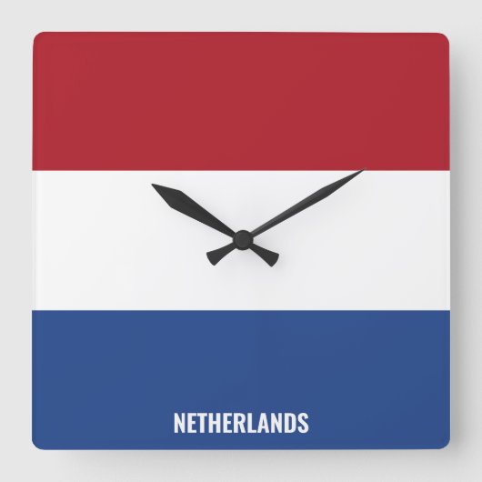 National Flag Patriotic Nederland Vierkante Klok (Voorkant)