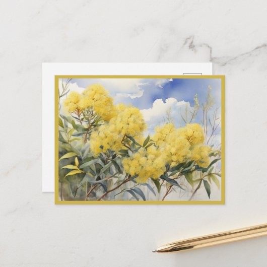 National Flower Australia Golden Wattle | Briefkaart (Voorkant / Achterkant in situ)