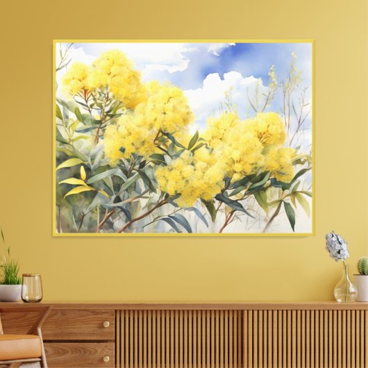 National Flower Australia Golden Wattle | Canvas Afdruk (Insitu (Woonkamer))
