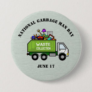 National Garbage Man Day Button met vuilniswagen