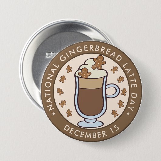 National Gingerbread Latte Day Ronde Button 7,6 Cm (Voorkant /achterkant)