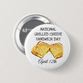 National Grilled Cheese Sandwich Day 12 april Ronde Button 5,7 Cm (Voorkant /achterkant)