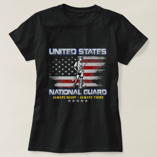 National Guard Veteran Altijd klaar Amerikaanse vl T-shirt (Design voorkant)