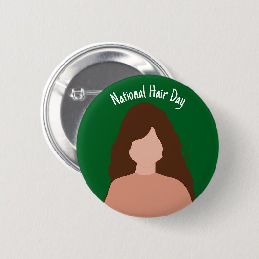 National Hair Day - Bruin haar Badge / Button (Voorkant /achterkant)