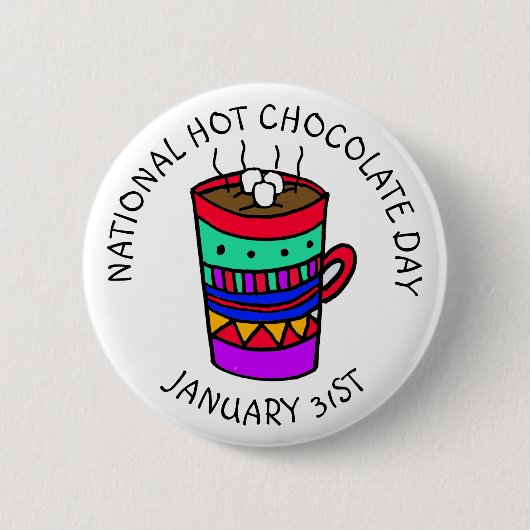 National Hot Chocolate Day 31 januari Ronde Button 5,7 Cm (Voorkant)