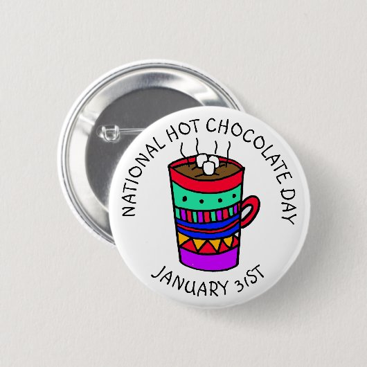 National Hot Chocolate Day 31 januari Ronde Button 5,7 Cm (Voorkant /achterkant)