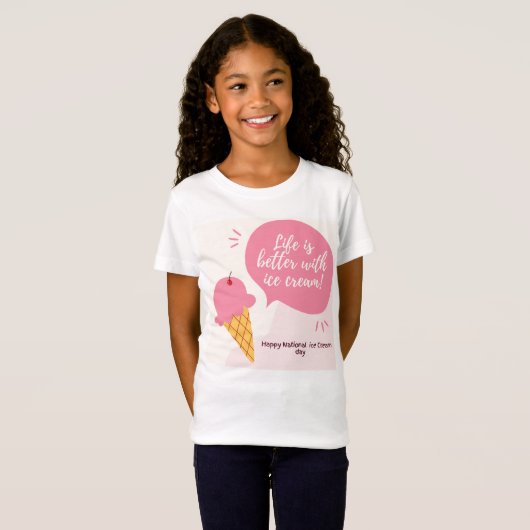 NATIONAL ICE CREAM DAY T SHIRT MEISJES (Voorkant volledig)