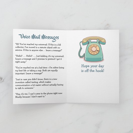 National Inane Answering Message Day | Jan 30th Kaart (Binnen)