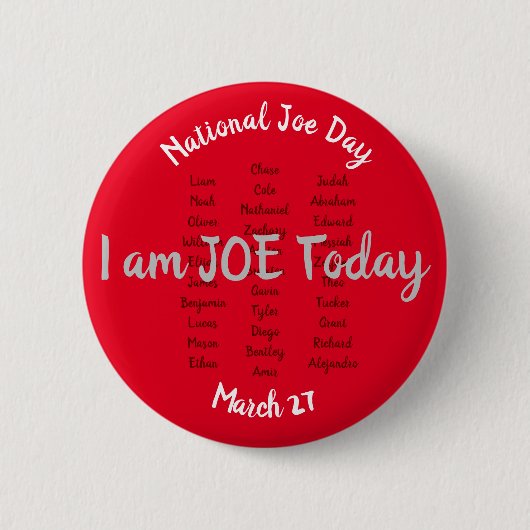 National Joe Day, 27 maart, Ronde Badge Button 5,7 Cm (Voorkant)