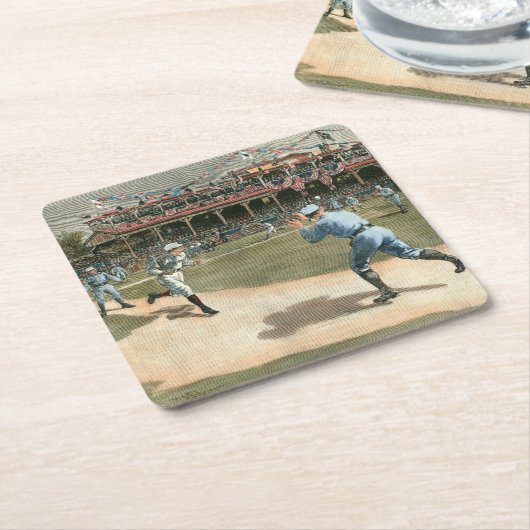 National League Baseball Game 1886 Kartonnen Onderzetters (Schuin)