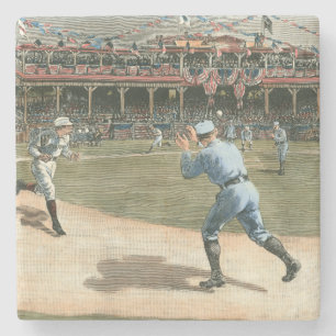 National League Baseball Game 1886 Stenen Onderzetter