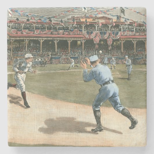 National League Baseball Game 1886 Stenen Onderzetter (Voorkant)