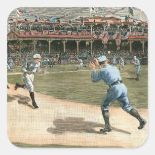 National League Baseball Game 1886 Vierkante Sticker