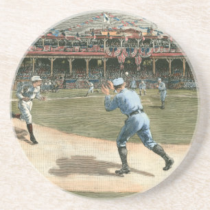 National League Baseball Game 1886 Zandsteen Onderzetter