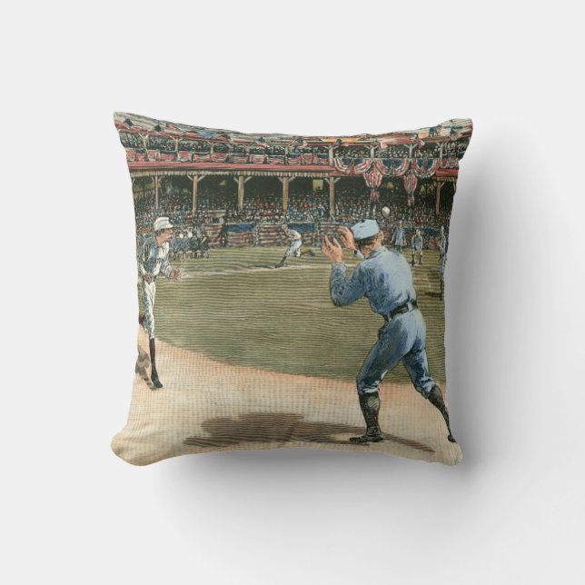 National League Honkbalwedstrijd 1886 Kussen (Voorkant)