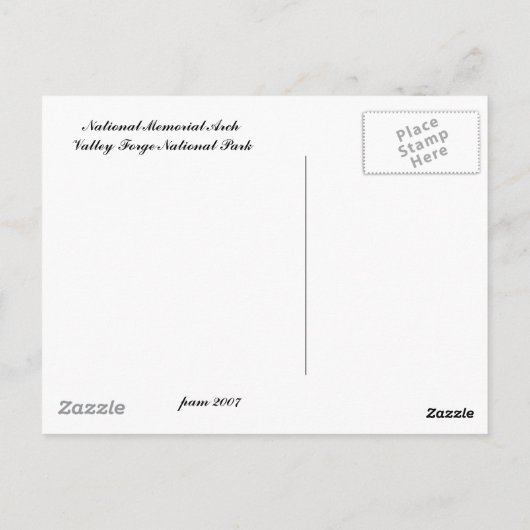 National Memorial Arch Briefkaart (Achterkant)