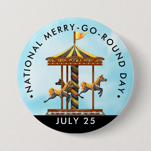National Merry-Go-Round Day, zwarte paarden Ronde Button 7,6 Cm (Voorkant)