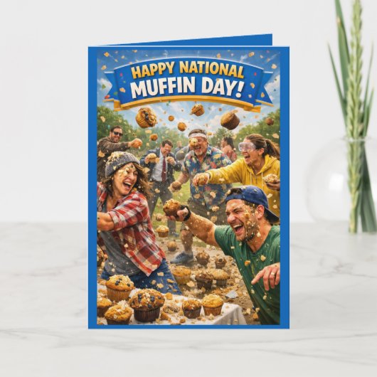 National Muffin Day Greeting Card, Muffin Fight!  Kaart (Voorkant)