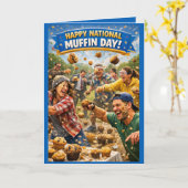National Muffin Day Greeting Card, Muffin Fight!  Kaart (Gele Bloem)