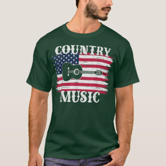 National Music Retro Guitar American Flag G T-shirt