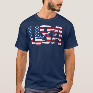 National Music Usa  Guitar American Flag 404 T-shirt