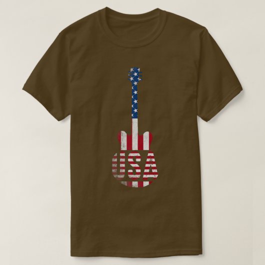 National Music Usa  Guitar American Flag 413 T-shirt (Design voorkant)
