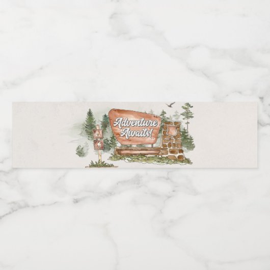 National Park Adventure wacht op verjaardag Waterfles Etiket (Enkel label)