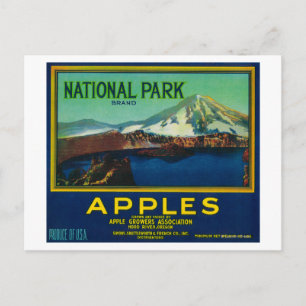 National Park Apple Crate LabelHood River, OF Briefkaart